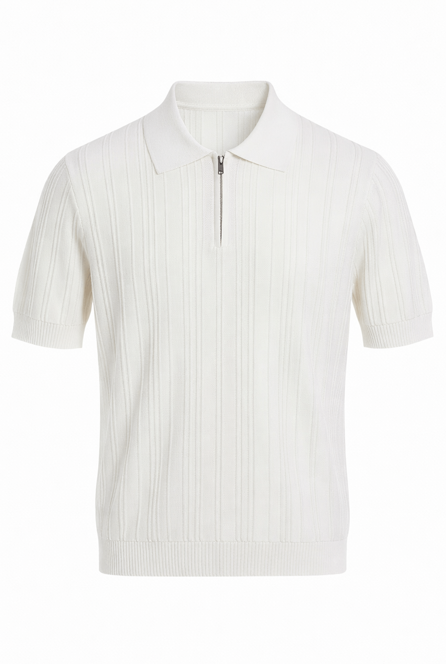 007 Imitation Cotton Zipper Lines Front WHITE New Line Touch Polo - Image 1